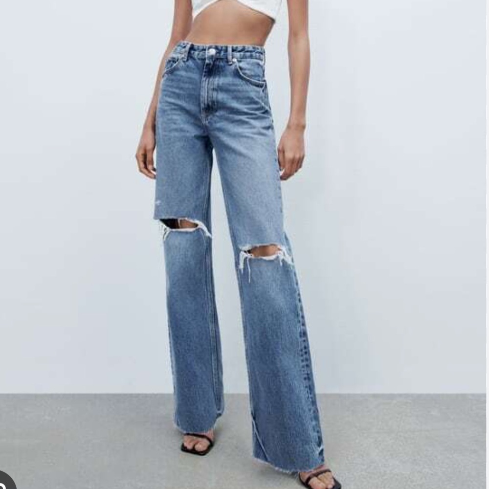 Zara RARE high rise wide leg straight jeans